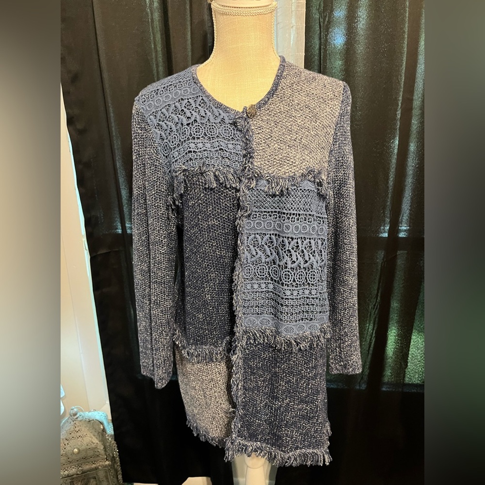 Alfred Dunner Blue Cardigan Sweater